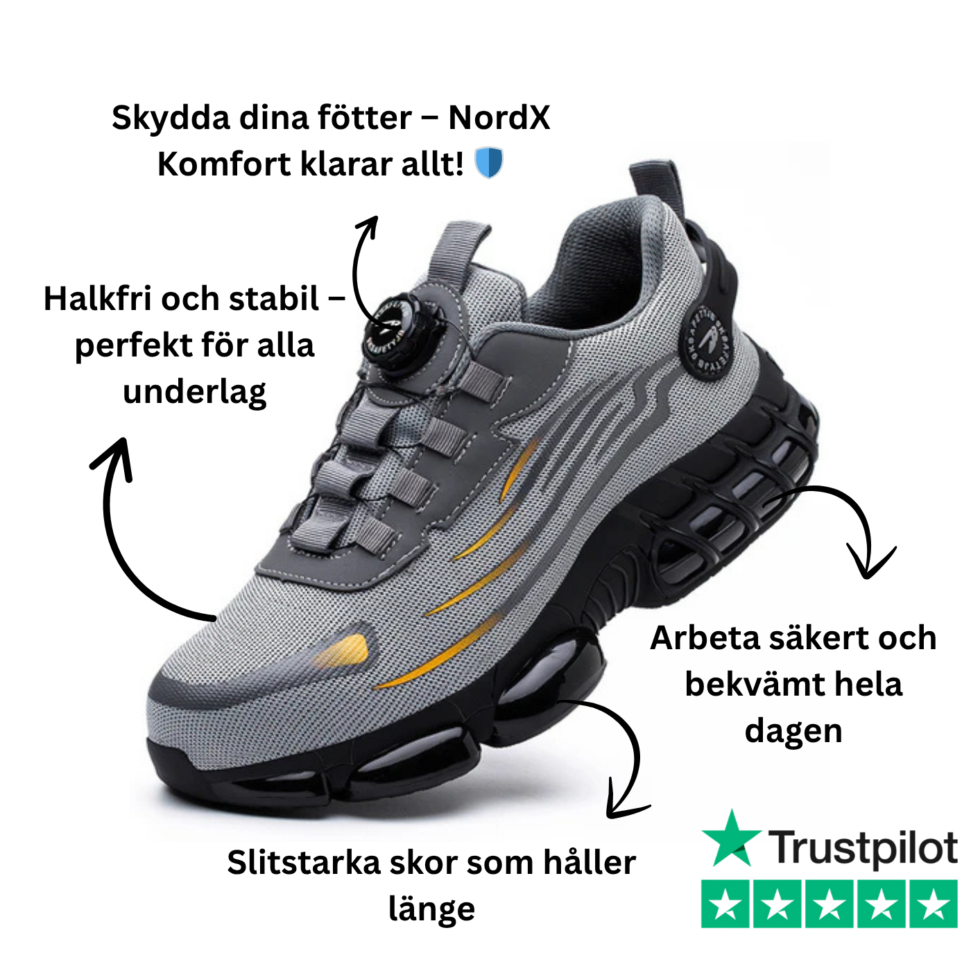 NordX Komfort – Stålförstärkta, halkfria och slitstarka skor
